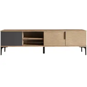 NORTIA DESIGN - Meuble TV en aggloméré Tarz chêne, anthracite pas cher