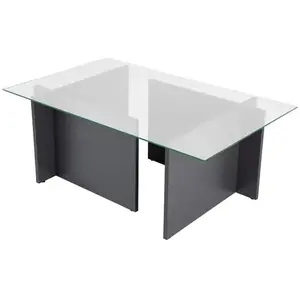 CALICOSY Table basse avec plateau en verre l105 cm - noah pas cher
