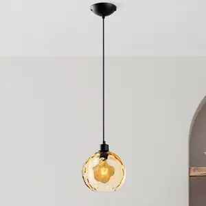 Opviq Suspension Benek, jaune, verre, Ø 20 cm, E27 pas cher