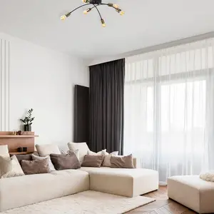 Opviq Plafonnier Banana, noir, métal, 67 cm, à 6 lampes, E27 pas cher