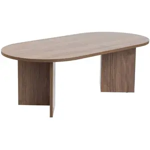 HANAH HOME Table de basse ovale en aggloméré Sable noyer pas cher