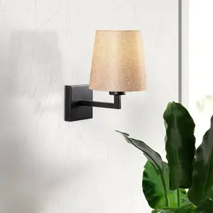 Opviq Applique murale Profil, noir/crème, métal/tissu, hauteur 30 cm pas cher