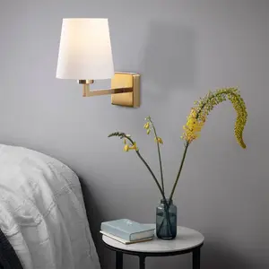Opviq Applique murale Profil, doré/blanc, métal/tissu, hauteur 30 cm pas cher