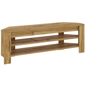 Comparateur de prix : Hanah Home Meuble TV d'angle - Corner - Beige - Chêne - Fixation murale