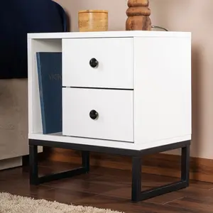 Hanah Home Table de Nuit en Blanc Noir, 29x45x50 cm, Pour la MaisonVendu paramazon