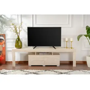 MULTIMARQUES Meuble tv moderne 2 portes L180cm Diapazon Effet travertin beige TU pas cher