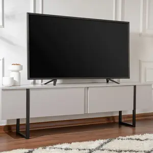 Comparateur de prix : NORTIA DESIGN Meuble tv moderne 2 portes basculantes Domenica L180cm Gris et Noir TU