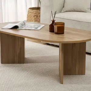 Table basse ovale en aggloméré Sable pas cher
