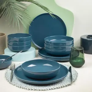 Hermia Concept - Service de table en Porcelaine bleu foncé/doré - 12 pièces T.UVendu parkaufland