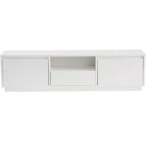 Hanah Home Meuble TV Blanc Naturel Élégant 160x42x29.5 cm - Design Moderne avec Grande Capacité de Rangement pas cher