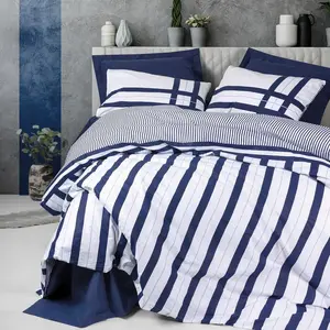 Mijolnir - Parure housse de couette Nifty bleu foncé 140x200 cm pas cher