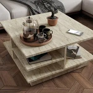 NAIDA Homitis - Table basse Skull travertin - 80x40x80 cm T.U pas cher