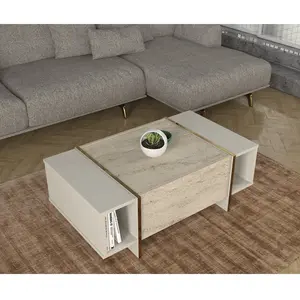 Homitis - Table basse Veyron travertin/grès - 103,8x37,3x60 cm OS pas cher