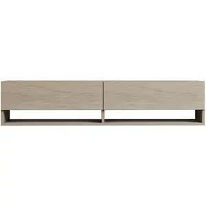 MULTIMARQUES Meuble tv suspendu 2 portes abattantes décor travertin l141 cm - arges