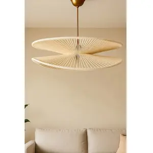 Opviq - Lustre BK170 écrue/dorée - 52 x 52 x 23 cm OSVendu parbazarchic