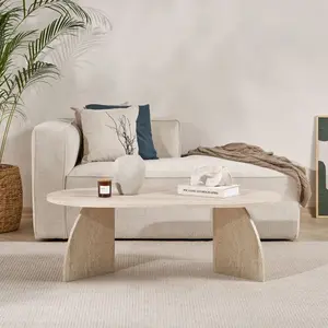 Homitis - Table basse Melina travertin - 120x40x60 cm OS pas cher