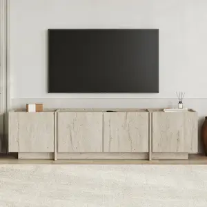 Homitis - Meuble TV Lowen travertin - 180x46x35 cm OS pas cher