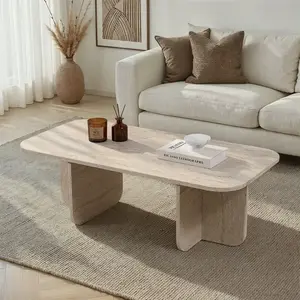 Homitis - Table basse Akira travertin - 120x41x60 cm OS pas cher