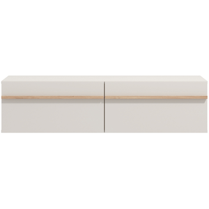 Meuble tv suspendu 128 cm UTAH CHÊNE et beige pas cher