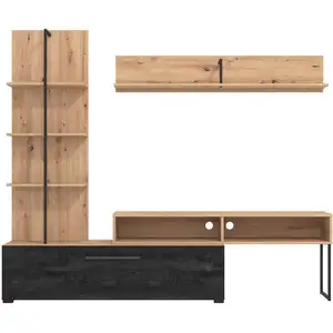 Meuble TV + étagères ALLISON coloris bois foncé pas cher
