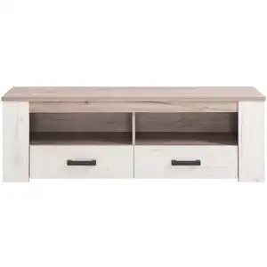 Meuble TV 150 cm KENT coloris chêne blanchi et chêne cendré pas cher