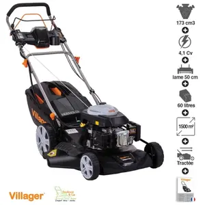 Villager - Tondeuse tractée mulching démarrage électrique 173cc 4 en 1... pas cher
