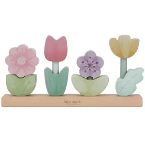 Comparateur de prix : Puzzle fleurs à empiler en bois FSC MULTICOLORE Little Dutch