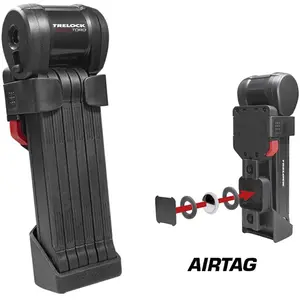 Comparateur de prix : Trelock Verrou pliable FS580 90 cm TORO noir avec compartiment AirTag Sold Secure Gold