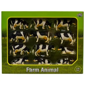 Comparateur de prix : Inconnu Kids Globe 571929 lot de 12 vaches pied noir 1:32 - Kidsglobe 571929