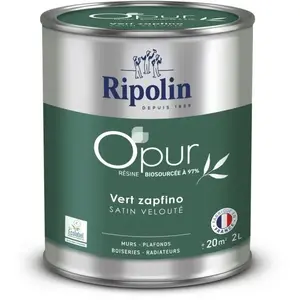 Comparateur de prix : Peinture intérieure multisupport Ripolin O'pur vert zapfino satin velouté 2L