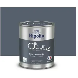 Comparateur de prix : Peinture intérieure multisupport Ripolin O'pur gris cementite satin velouté 2L