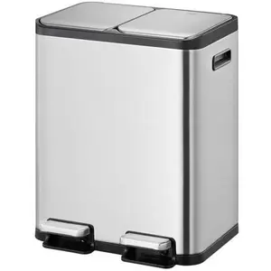 Comparateur de prix : EKO - EcoCasa 1 Poubelle à pédale 30+30 litres - Acier inoxydable - Acier inoxydable mat