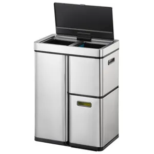 EKO Mirage Plus capteur Recycler 30+15+15 litres en acier inoxydable mat pas cher