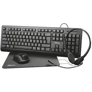 Comparateur de prix : Trust Primo Kit Télétravail 4-en-1 Clavier Français AZERTY, Souris san...
