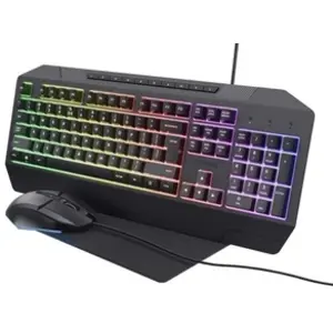 Pack gaming 3 en 1 Trust Duox Clavier Azerty souris et tapis Noir
