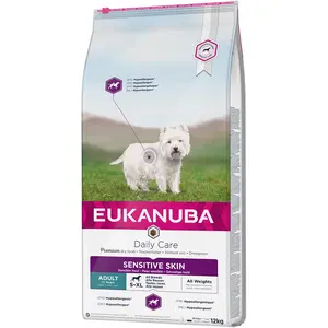 Comparateur de prix : 12kg Adult Sensitive Skin Eukanuba Daily Care - Croquettes pour chien
