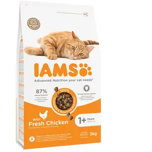 Comparateur de prix : 3kg Adult Iams Poulet Croquettes pour chat