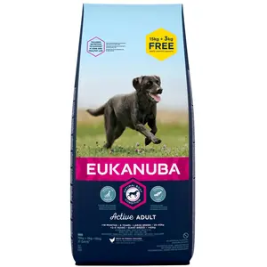 15kg Adult Large Breed poulet Eukanuba Croquettes pour chien + 3 kg of... pas cher