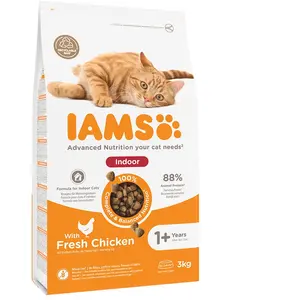 3kg IAMS for Vitality Adult Indoor poulet - Croquettes pour chat pas cher