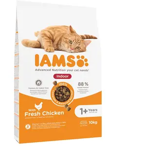 10kg IAMS for Vitality Adult Indoor poulet - Croquettes pour chat pas cher