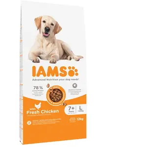 Comparateur de prix : 12kg Senior Large poulet IAMS Advanced Nutrition Croquettes pour chien