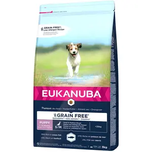3kg Grain Free Puppy Small / Medium Breed saumon Eukanuba - Croquettes... pas cher