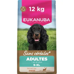 2x12 kg Eukanuba Grain Free Adult All Breeds Gibier croquettes pour ch... pas cher