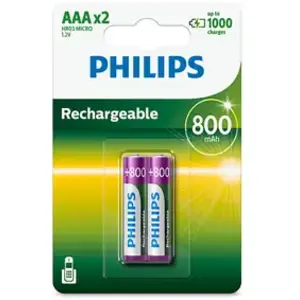 Comparateur de prix : Phillips Pile rechargeable Philips PILES RECHARGEABLE AAA LR03 800 MAH