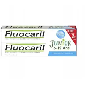Comparateur de prix : Fluocaril Junior 6-12 ans Dentifrice Gel Bubble Lot de 2 x 75ml
