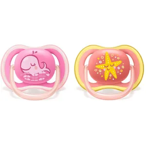 Avent Sucette Symétrique Ultra Air +6m Animal Rose Orange Lot de 2 pas cher