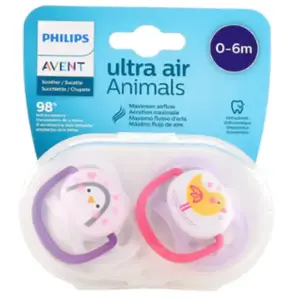 Comparateur de prix : Avent Sucette Ultra Air 0-6m Mixte Animaux Lot de 2