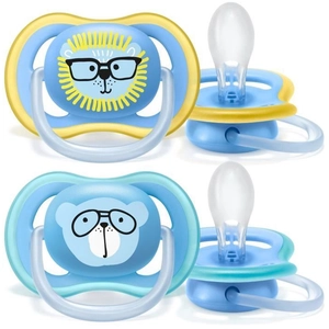 Avent Sucette Ultra Air Lion Bleu Jaune et Ours Bleu +18m Lot de 2 pas cher