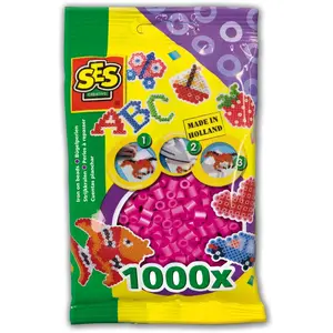 SES Creative perles Beedzde repassage en plastique 1000 pièces rose fluo pas cher