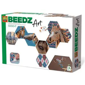 Comparateur de prix : Kit de perles à repasser SES CREATIVE Beedz Art - Hex tiles chevaux